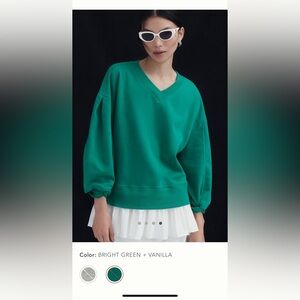 Maeve Long-Sleeve V-Neck Twofer Knit Pullover - Small